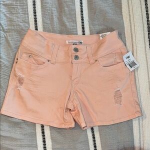 YMI Pink Distressed Jean Shorts